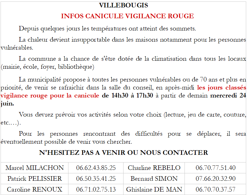 2026 INFOS CANICULE VIGILANCE ROUGE