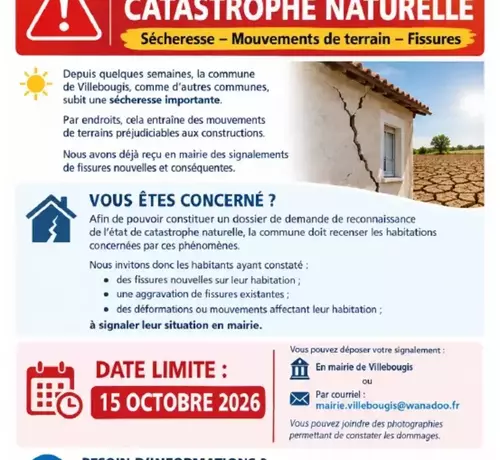Déclaration de catastrophe naturelle.