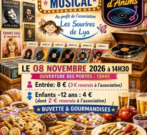 L'association Anims&protect89 vous présente son spectacle musical le dimanche 8 novembre 2026 à partir de 14h30 